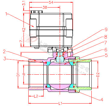 電動(dòng)微型球閥結(jié)構(gòu)圖
