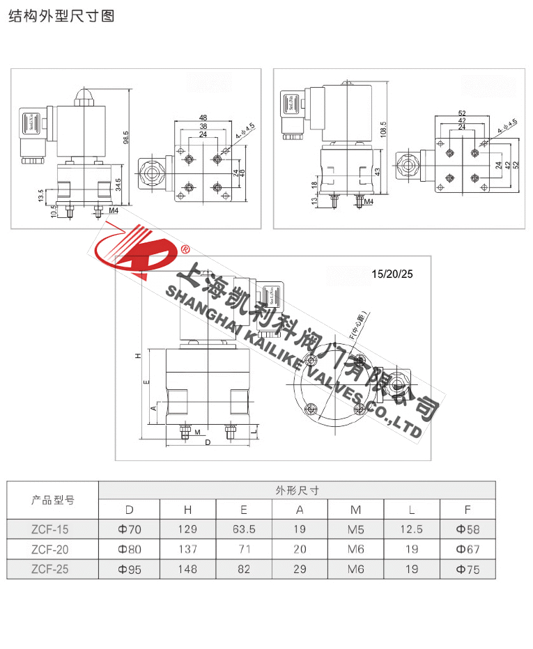 ZCF防腐電磁閥結(jié)構(gòu)尺寸圖